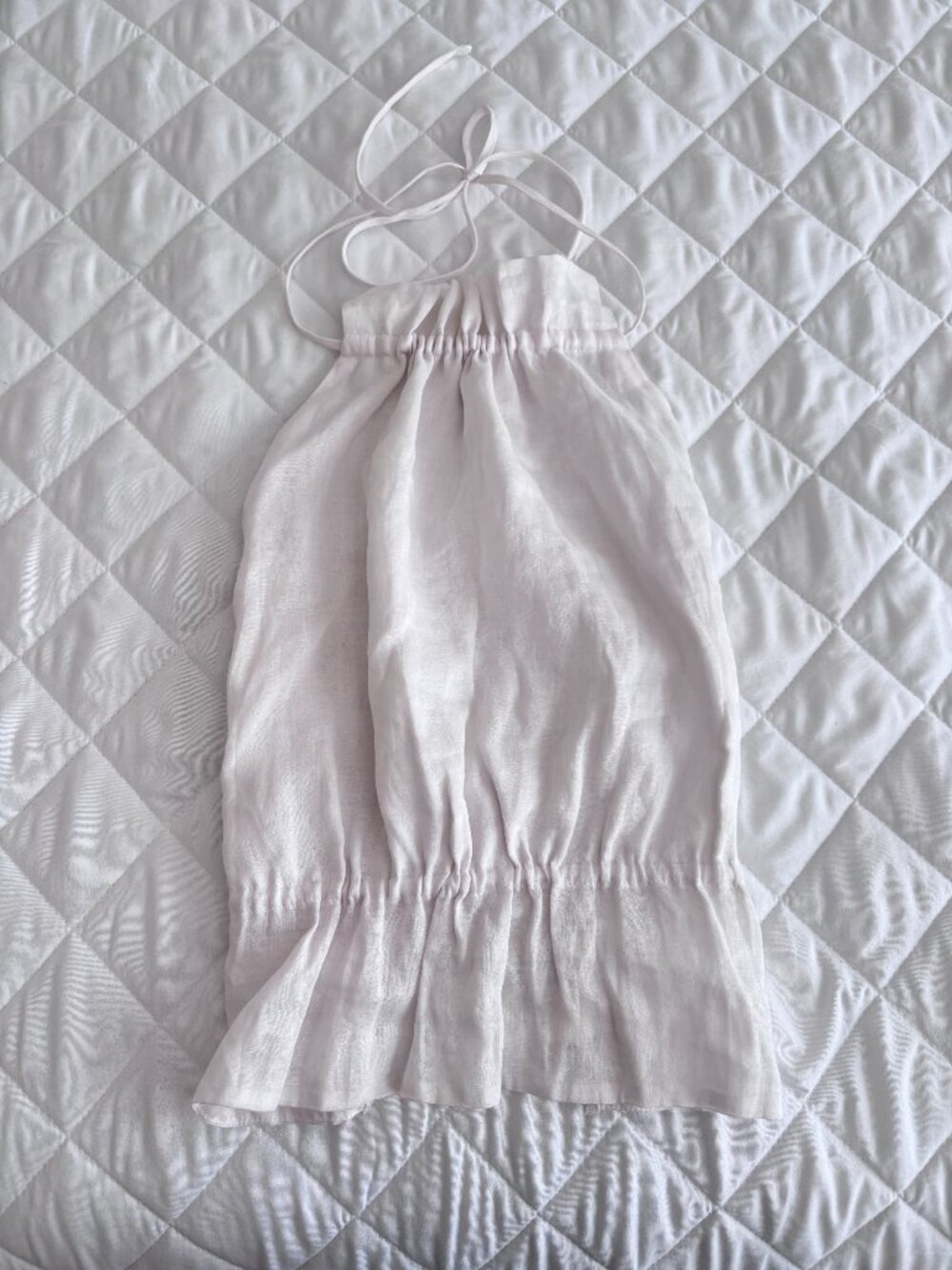DISSH Aisle White Ramie Backless Tie Top - Picture 6 of 9